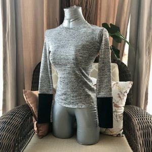 Dynamite Heather Grey XS long sleeve shirt with ‘leather’ detail on the sleeves